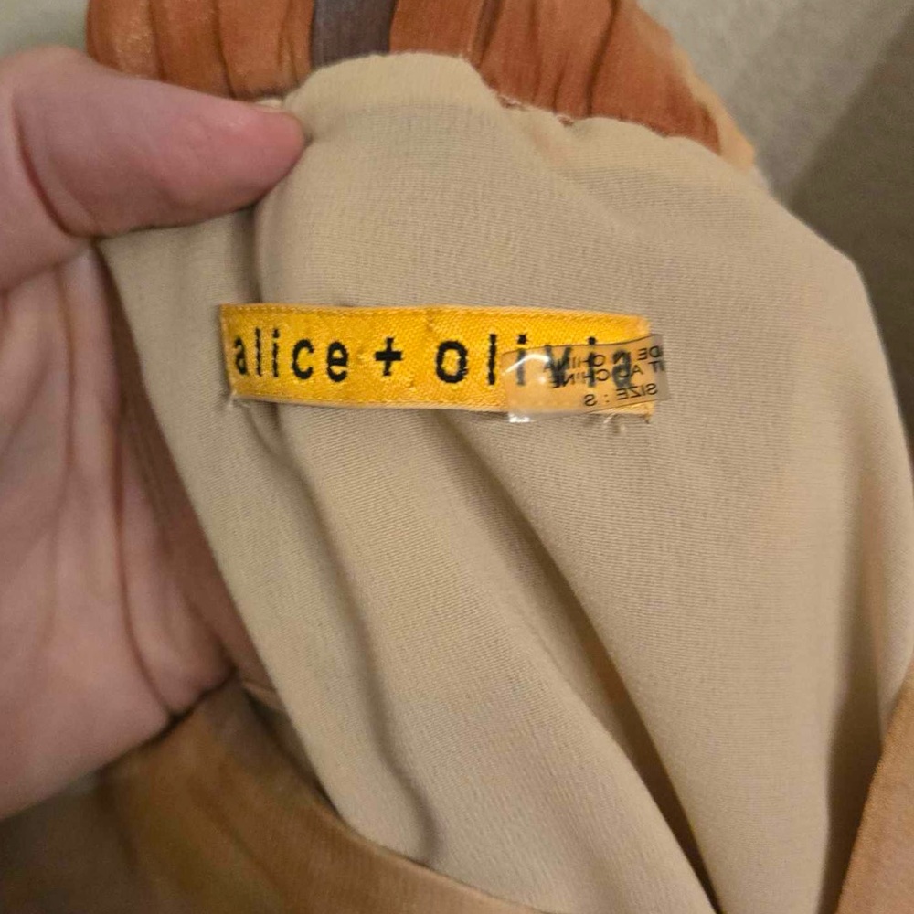 Alice + Olivia Multicolor Abstract Print Slip Dress (Beige, Taupe, Lavender) - Picture 5 of 5